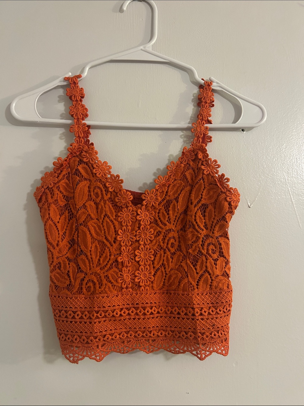 Floral Lace Cropped Camisole in Orange